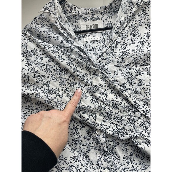 Grayson Frank & Eileen The Hero Floral Cotton Button Up Shirt Blue 2 Small Flaw - Picture 7 of 10